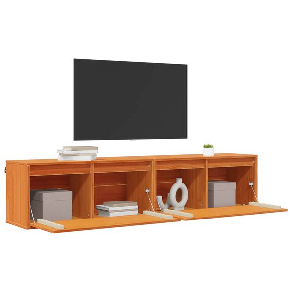 vidaXL Szafka ścienna z p&oacute;łką 2 pcs Woskowy Brąz 80 x 30 x 35 cm