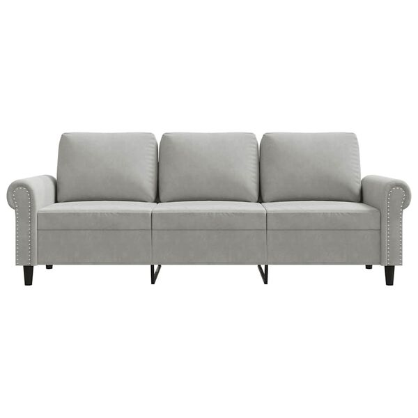 vidaXL Sofa 3-osobowa, jasnoszara, 180 cm, tapicerowana aksamitem