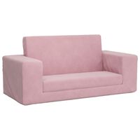 vidaXL 2-os. sofa dla dzieci, rozkładana, różowa, miękki plusz