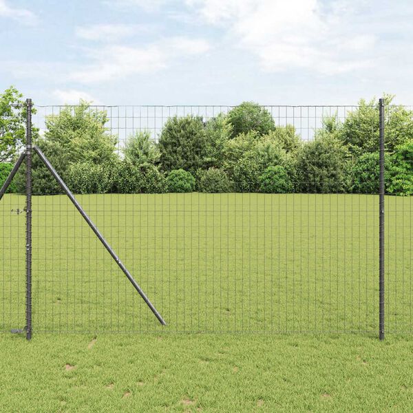 vidaXL Ogrodzenie z słupkiem Szary 1,6 x 10 m Stal i PVC