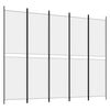 vidaXL Parawan 5-panelowy, biały, 250x200 cm, tkanina