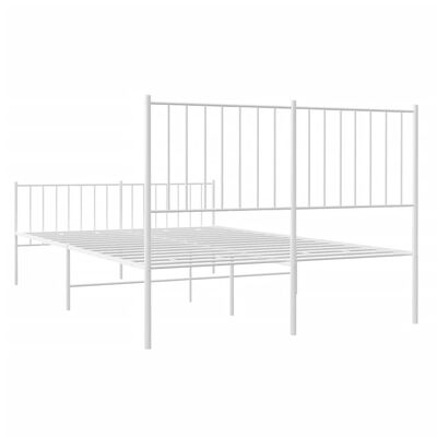 vidaXL Metalowa rama łóżka z wezgłowiem i zanóżkiem, biała, 120x190 cm