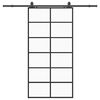 vidaXL Drzwi przesuwne z zestawem okuć czarne 102x205 cm ESG szkło