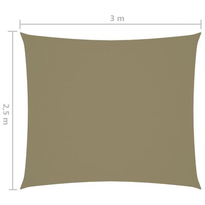 vidaXL Prostokątny żagiel ogrodowy, tkanina Oxford, 2,5x3 m, beżowy