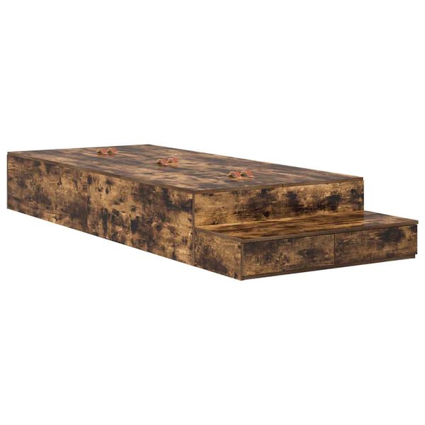 vidaXL Rama łóżka z miejscem na przechowywanie Dąb wędzony 90 cm