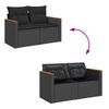 vidaXL Sofa ogrodowa z poduszkami, 2-osobowa, czarna, polirattan