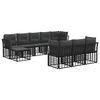 vidaXL Zestaw sof na zewnątrz 10 pcs Czarny i Ciemnoszary Poliester