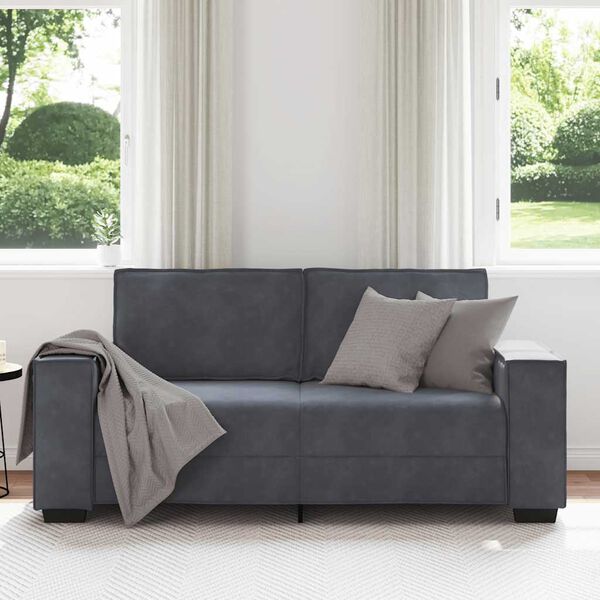 vidaXL Sofa 2-osobowa, ciemnoszary, 180x78x84 cm, tapicerowana aksamitem