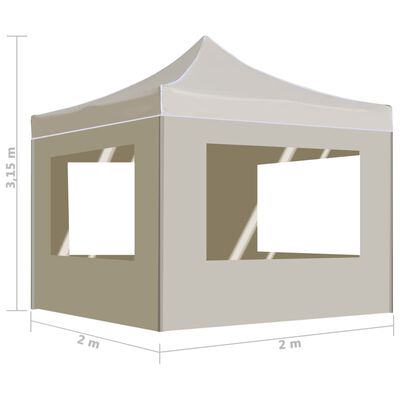 vidaXL Namiot imprezowy ze ściankami, aluminium, 2x2 m, kremowy