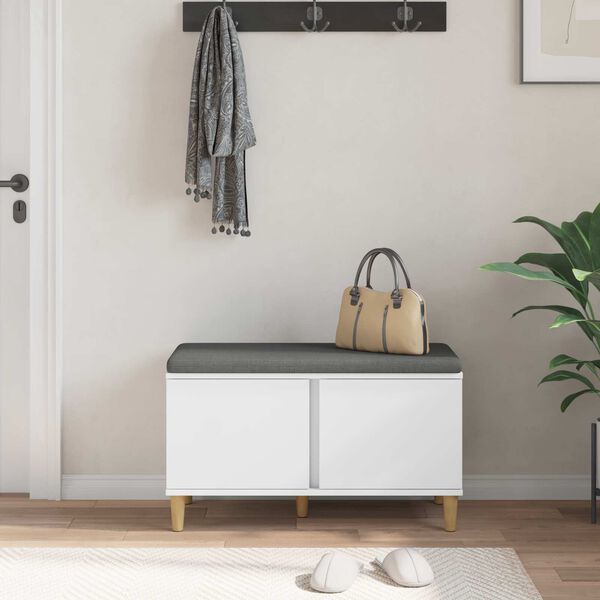 vidaXL Ławka w przedpokoju z poduszką z drzwiami Biały 60 x 38 x 46 cm
