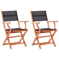 vidaXL Składane krzesła ogrodowe 2 szt. czarne, eukaliptus i textilene