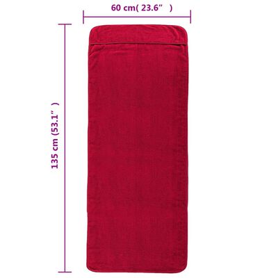 vidaXL Ręczniki plażowe, 2 szt., bordowe, 60x135 cm, tkanina, 400 g/m²
