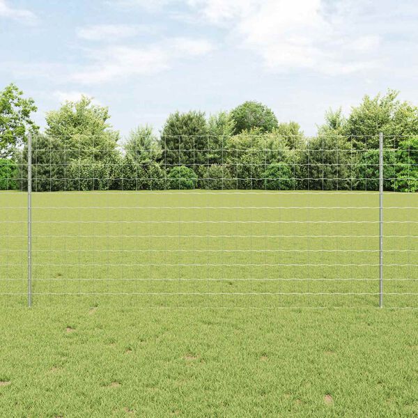 vidaXL Ogrodzenie z słupkiem Srebrny 1,2 x 10 m Stal