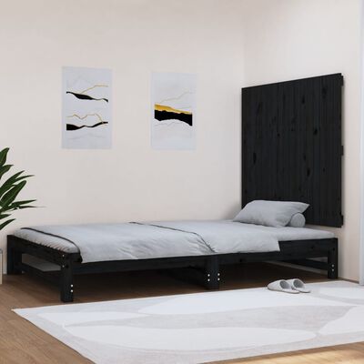 vidaXL Wezgłowie łóżka, czarne, 108x3x90 cm, lite drewno sosnowe