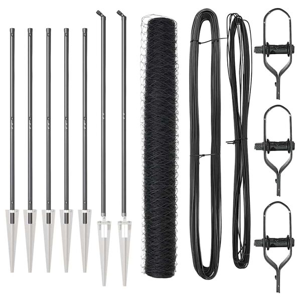 vidaXL Słupek ogrodzeniowy. Szary 10 x 1,2 m (siatka 50 mm) Stal i PVC