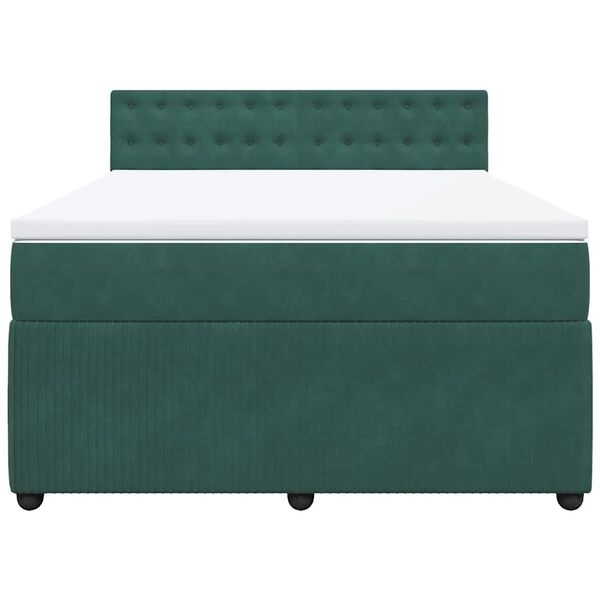 vidaXL Ł&oacute;żko kontynentalne z materacem, ciemnozielone, 140x200 cm