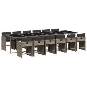 vidaXL 13-cz. zestaw mebli do ogrodu, poduszki, szary rattan PE