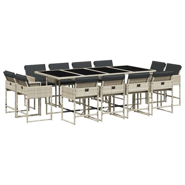 vidaXL 13-cz. zestaw mebli ogrodowych z poduszkami, jasnoszary