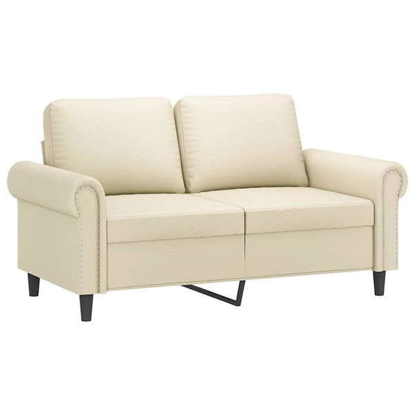 vidaXL 2-osobowa sofa, kremowy, 120 cm, sztuczna sk&oacute;ra