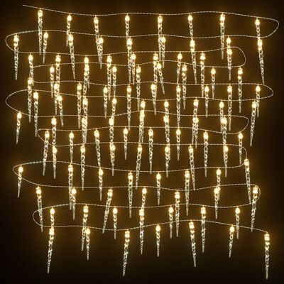 vidaXL Lampki świąteczne w kształcie sopli, 100 LED, ciepła biel, 10 m