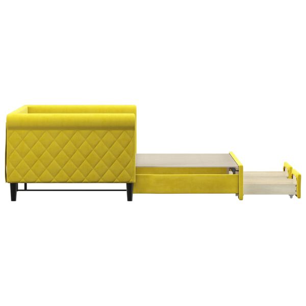 vidaXL Sofa rozsuwana z szufladami, ż&oacute;łta, 90x200 cm, aksamit