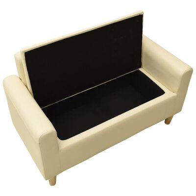 vidaXL 2-osobowa sofa dziecięca, kremowa, sztuczna skóra