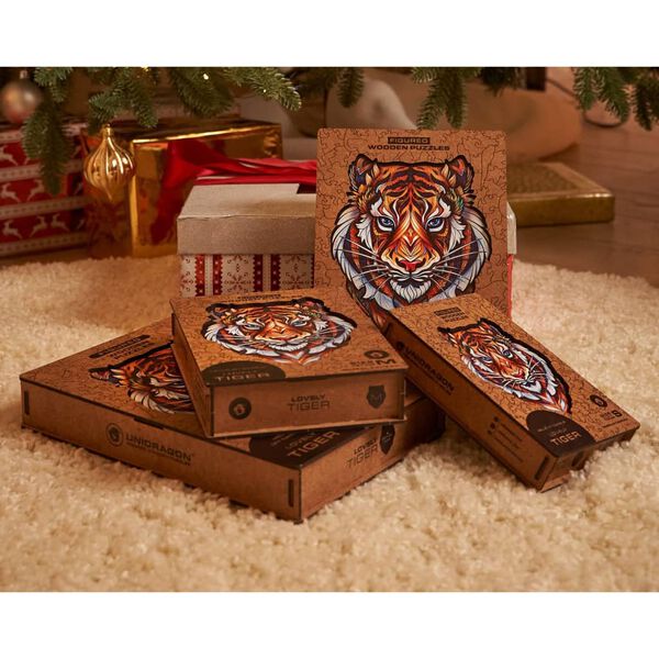 UNIDRAGON 273-cz., drewniane puzzle Lovely Tiger, King Size, 30x38 cm