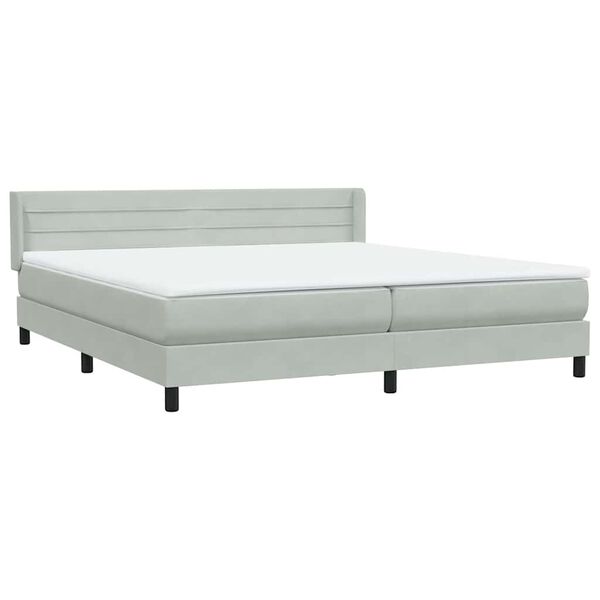 vidaXL Ł&oacute;żko typu Box Spring z materacem Jasnoszary 180x220 cm Aksamit