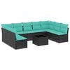 vidaXL 10-cz. zestaw wypoczynkowy do ogrodu z poduszkami, czarny, polirattan