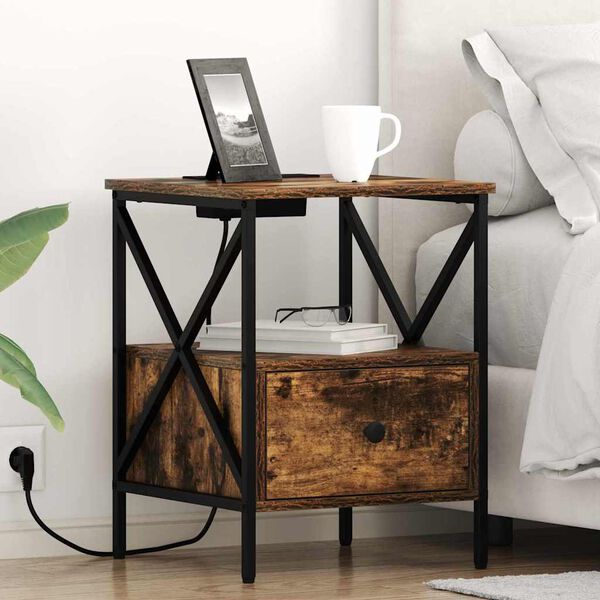 vidaXL Szafka Nocna z szufladą Dąb wędzony 41,5 x 40,5 x 55 cm