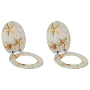 vidaXL Deski klozetowe wolnoopadające, 2 szt., MDF, wz&oacute;r w rozgwiazdę