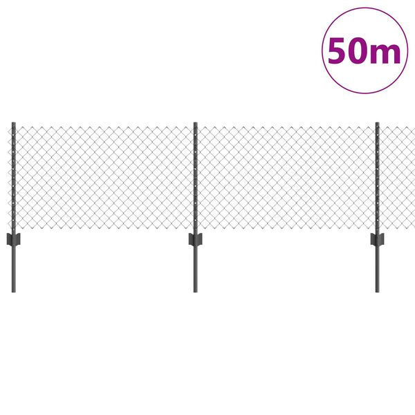 vidaXL Ogrodzenie z słupkiem Szary 0,4 x 50 m Stal i PVC