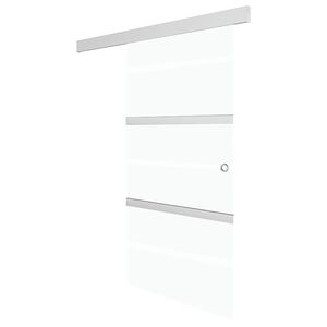 vidaXL Drzwi przesuwne, szkło ESG i aluminium, 76x212 cm, srebrne