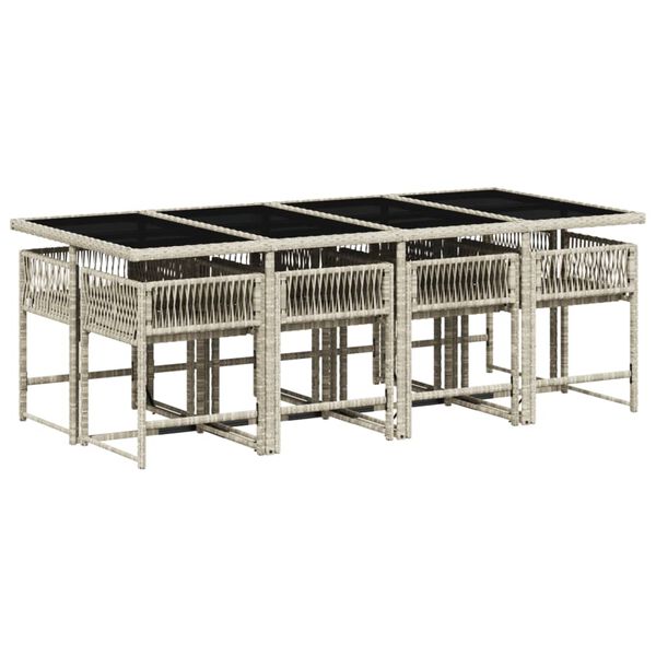 vidaXL 9-cz. zestaw mebli ogrodowych z poduszkami, jasnoszary