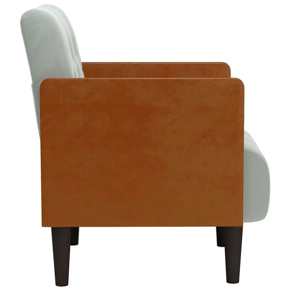 vidaXL Sofa Fotel z Podłokietnikami Jasnoszary 55 cm Aksamit