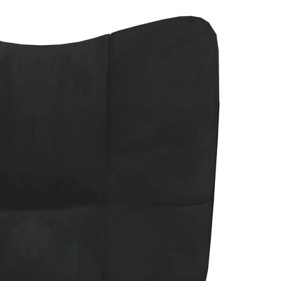 vidaXL Fotel z podnóżkiem, czarny, obity aksamitem