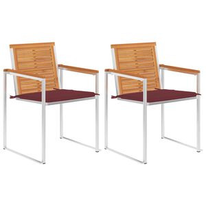 vidaXL Krzesła ogrodowe z poduszkami, 2 szt., drewno akacjowe i stal