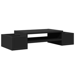 vidaXL Podstawka pod monitor, z przegr&oacute;dkami, czarna, 70x27x15 cm