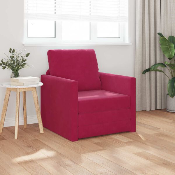 vidaXL Sofa Bed 60cm Czerwone wino Aksamit
