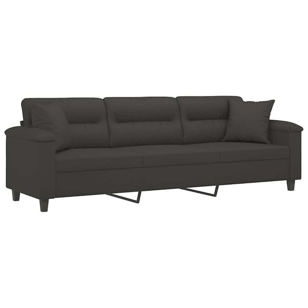 vidaXL 3-osobowa sofa z poduszkami, ciemnoszara, 210 cm, mikrofibra