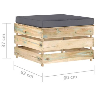 vidaXL Modułowy stołek z poduszką, impregnowane na zielono drewno