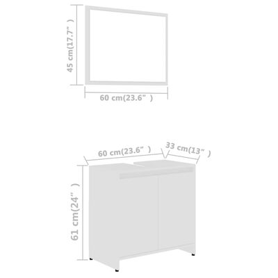 vidaXL 3-częściowy zestaw mebli łazienkowych, biały, płyta wiórowa