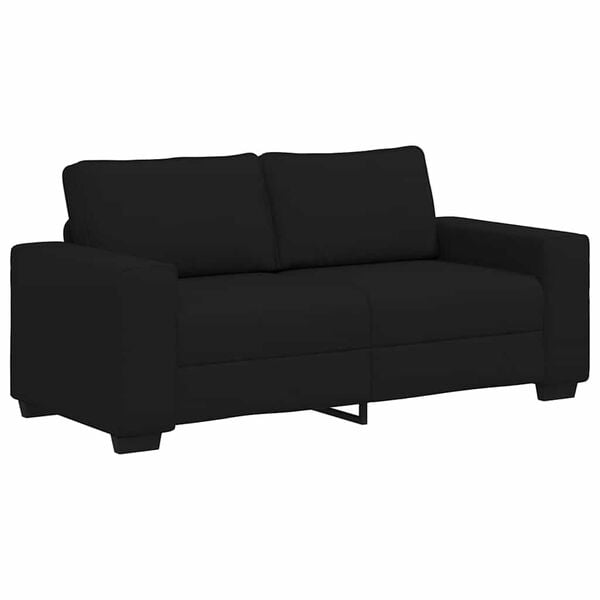 vidaXL Sofa 2-osobowa, czarna, 140 cm, tapicerowana tkaniną