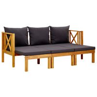 vidaXL 3-osobowa ławka ogrodowa z poduszkami, 179 cm, drewno akacjowe