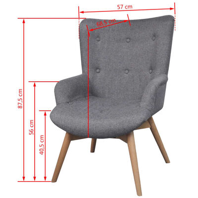 vidaXL Tapicerowany fotel z podnóżkiem, szary, materiałowy
