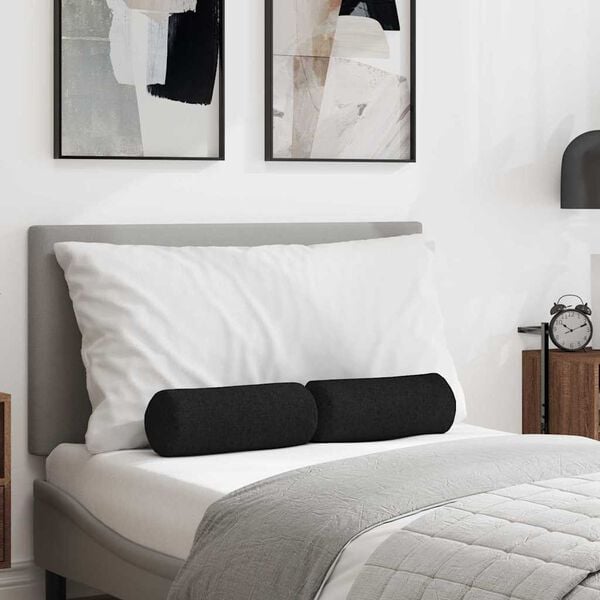 vidaXL Poduszki Wałkowe 2 pcs Czarny &Oslash; 15 x 40 cm tkanina