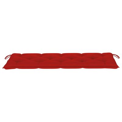 vidaXL Ławka Batavia z czerwoną poduszką, 150 cm, drewno tekowe