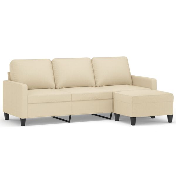 vidaXL Sofa 3-osobowa, kremowa, 180 cm, tapicerowana tkaniną