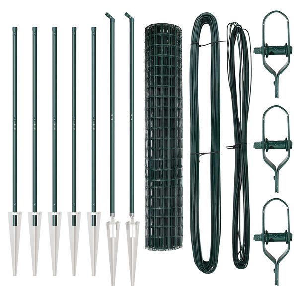 vidaXL Ogrodzenie z słupkiem Zielony 1,6 x 10 m Stal i PVC