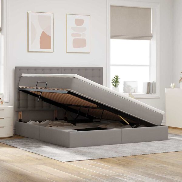 vidaXL Ł&oacute;żko z miejscem na przechowywanie i materacem Ciemnoszary